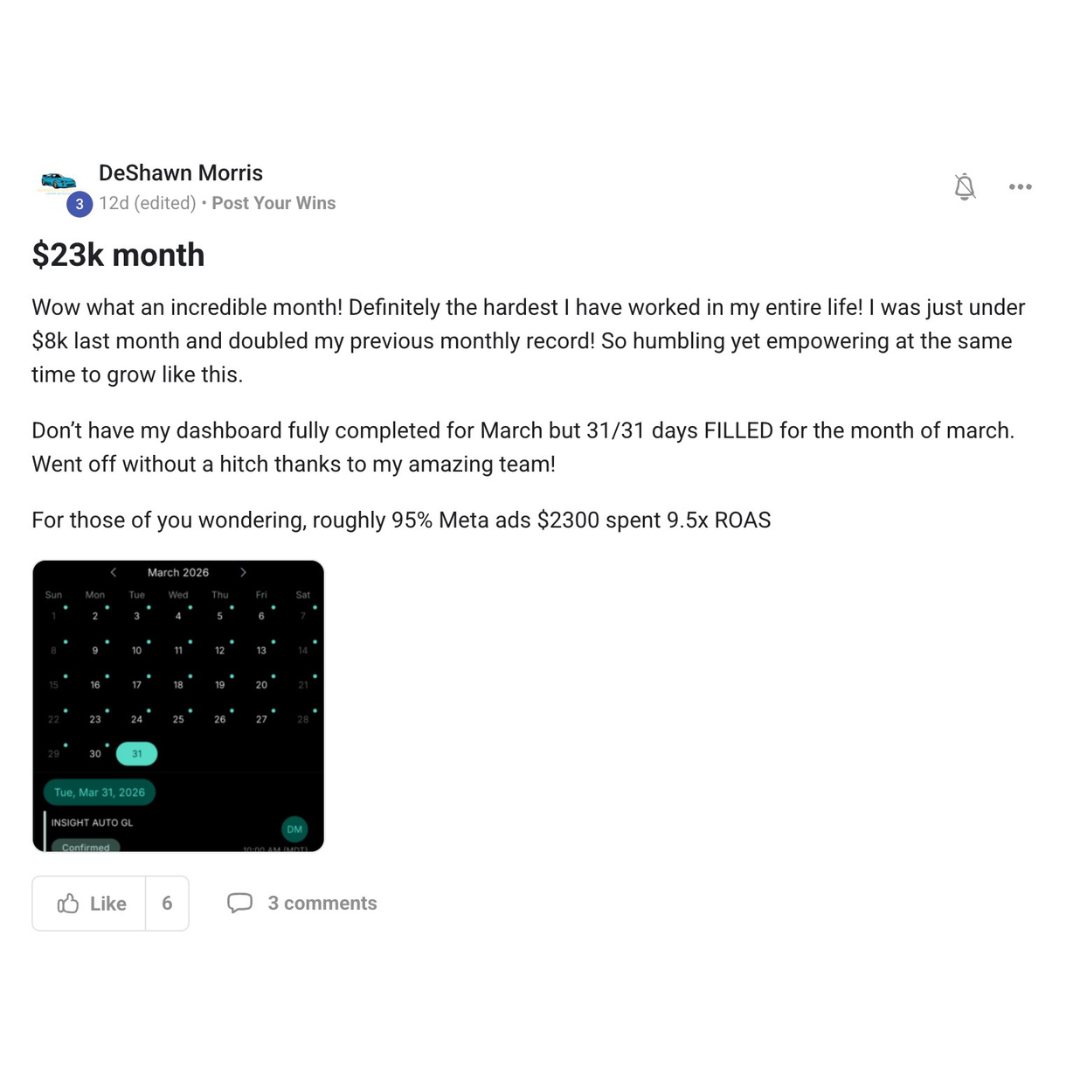 Member win posted in the Driven Elite community