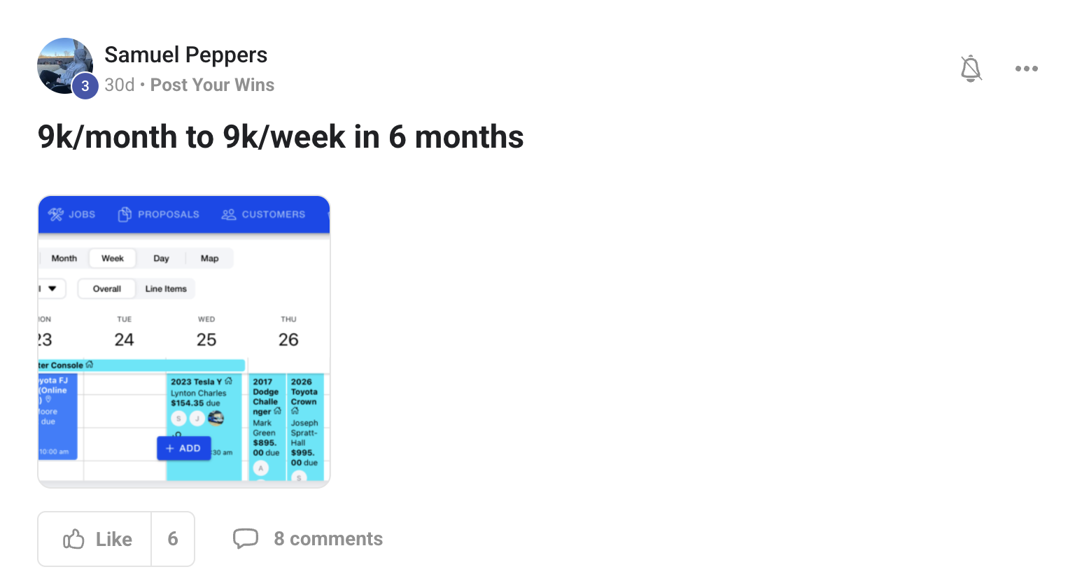 Member win posted in the Driven Elite community