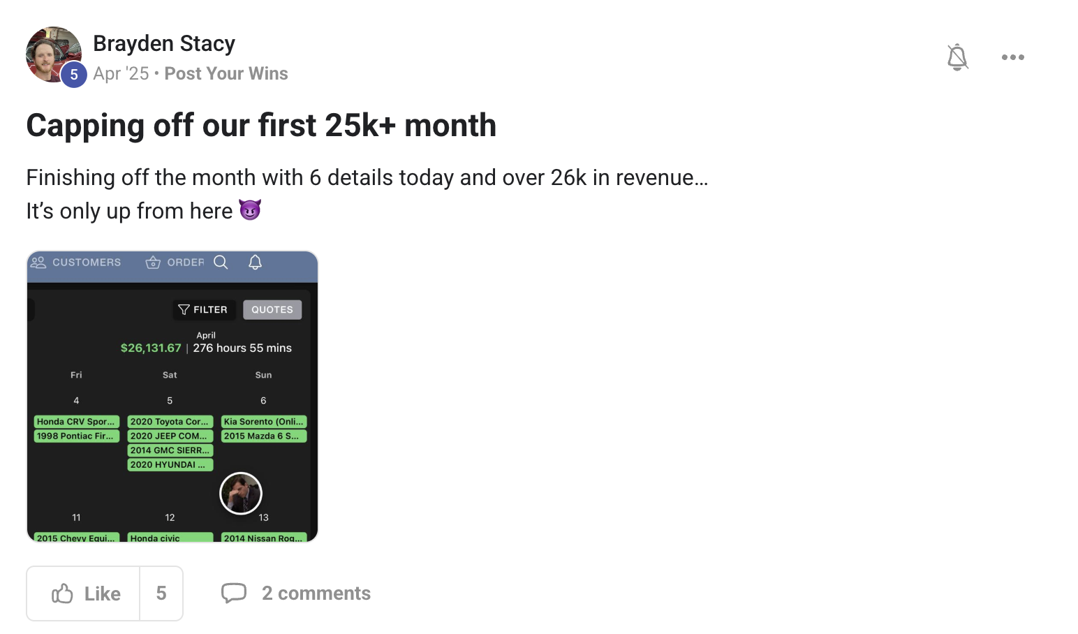 Member win posted in the Driven Elite community
