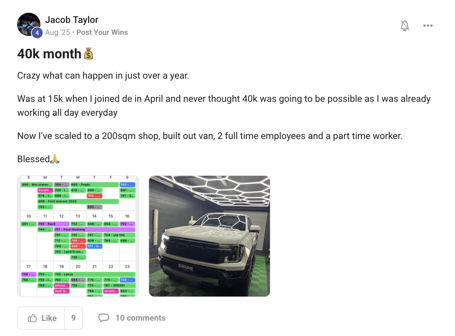 Member win posted in the Driven Elite community